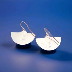 Vintage .999 Fine Silver & Copper Dangle Earrings Handmade Pendulum Signed RJ