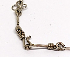 Hand Made Silver Tone Loop Wire Wrapped Stone Wire Link 24 Inch Necklace
