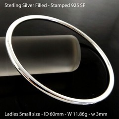 Bangle Real 925 Sterling Silver Filled Solid Twist Ladies Small 60mm Bracelet