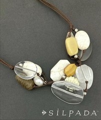 SILPADA Sterling Silver MULTI GEMSTONE CLUSTER 4 Strand Leather Necklace~#N2201
