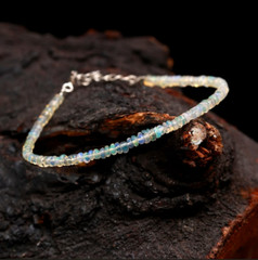 Natural Dainty Rainbow Opal 3mm Beads Healing Reiki Crystal Minimalist Bracelet