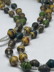 One Of A Kind Double Strand Recycled Artist Made Paper Bead Seed Bead Necklace