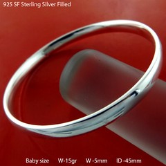 Bracelet Real 925 Sterling Silver Filled Solid Ladies Flat Cuff Statement Bangle