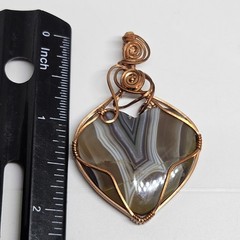 Trekntreasures Handmade Pendant #313 Heated, Enhanced Striped Agate Copper Wrap