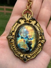 Huge Labradorite Pendant Necklace Handcrafted