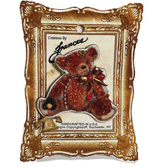 Creations by Frances Handcrafted in U.S.A. Teddy Bear Pin Brooch w Telephone VTG