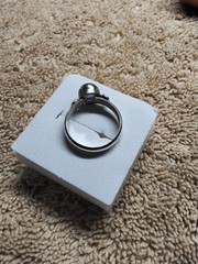 Lovely Amethyst Ring. Bezel Set In Handmade Rhodium Plated Mounting. Size 5