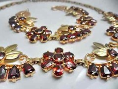 ANTIQUE 14K MALAYA GARNET Necklace/Bracelet 68.5 Cts;84.7gr/Appraisal 13,880.USD