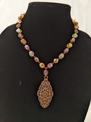 Ladies Hand-knotted Necklace With Vintage Glass Beads