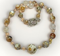 Artisan Handcrafted Art Deco Lampwork Glass Jewelry Amber fromChaos Necklace #2