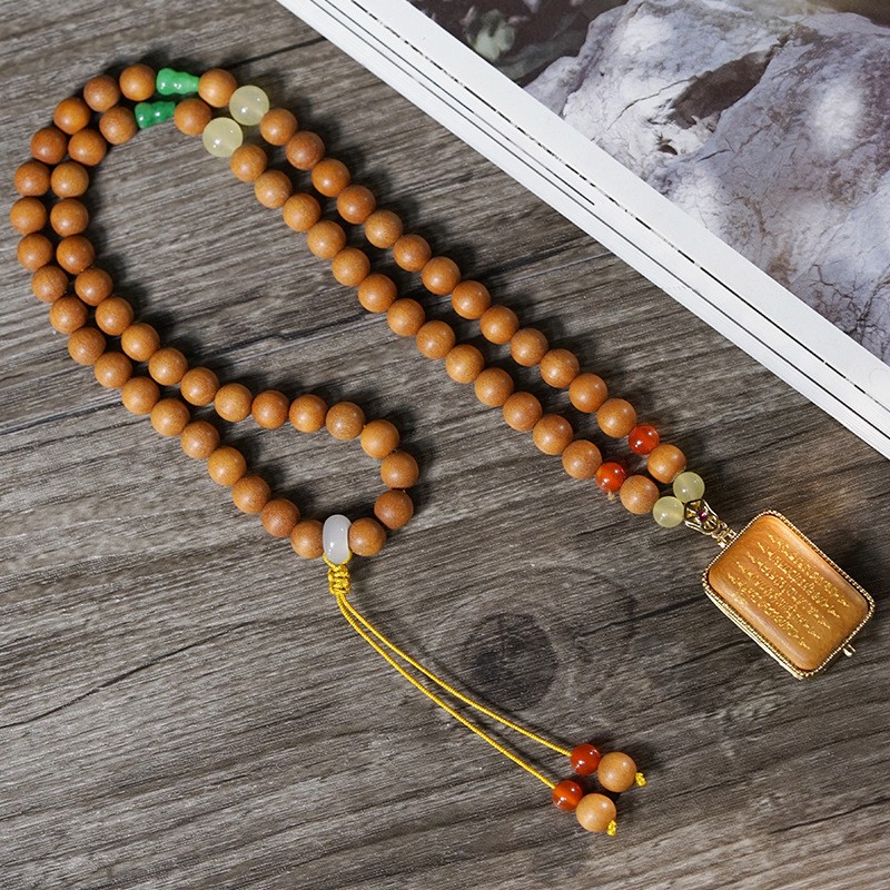 Barbie Sandalwood 8mm Wooden Bead Necklace Round Buddhist Prayer Bead Bracelet