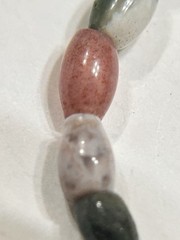 fine moss agate, jade & dino bone beaded bracelet 9.25” magnetic clasp