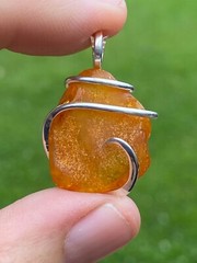 16.10ct Amber Baltic Russia Tumbled in Forged Sterling Silver Pendant Total Wt