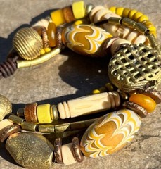 Multi Strand African Tribal Bracelet Golden and Yellow tones