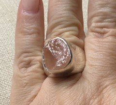 Rough Cut Rose Quartz Gemstone Bezel Set In Sterling Silver Ring