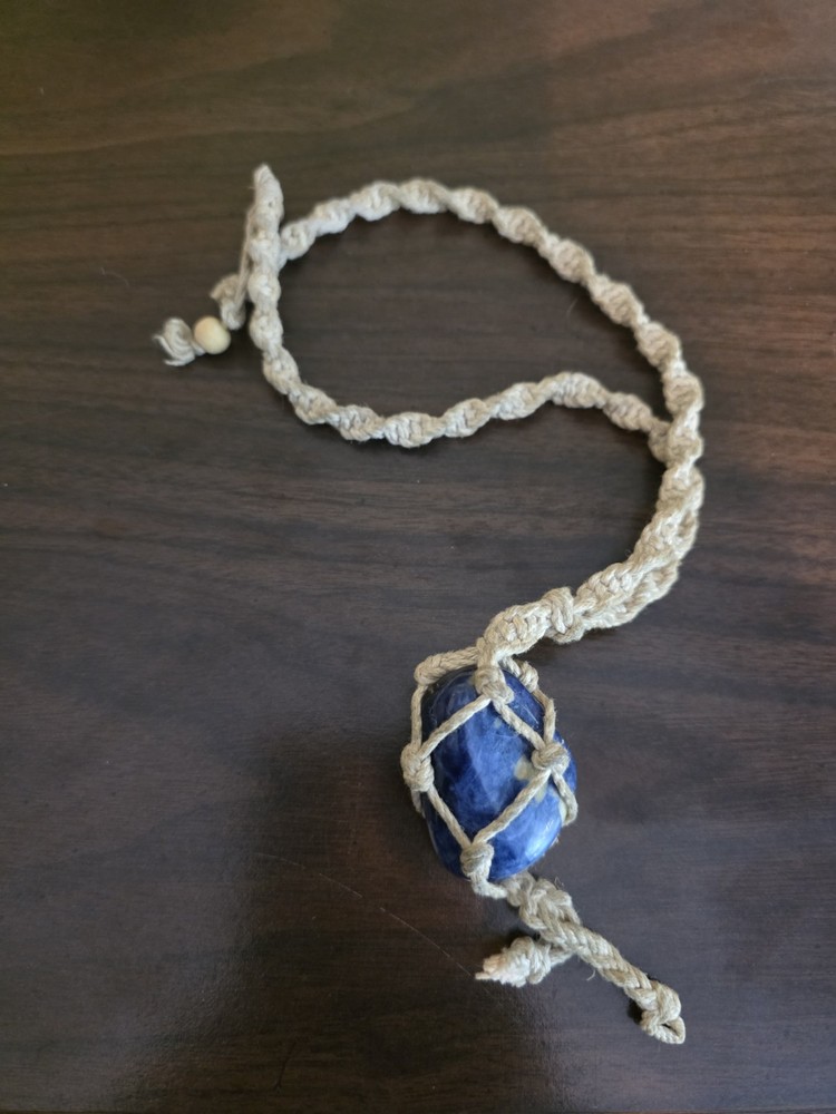 Macrame Sodalite Healing Necklace Gemstone Handmade