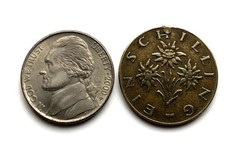 1959 Austria 1 Schilling coin earrings Edelweiss flower Alpine Vienna n000443