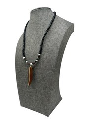 Wooden Surfboard Necklace – 1.75″ Beaded Pendant with Fin Detail, Handmade