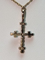 Lovely Gold Vermeil Sterling Silver Diamond Accent Cross Pendant Necklace Signed