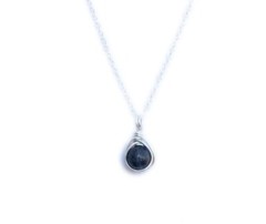 Black Moonstone Sterling Silver Necklace | Dainty Simplistic 8mm Gemstone
