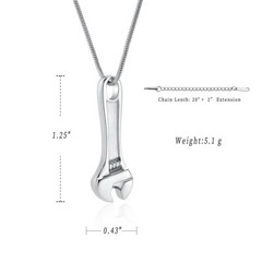 Tool Wrench Urn Pendant Necklace for Ashes Keepsake Memorial Necklace for Human