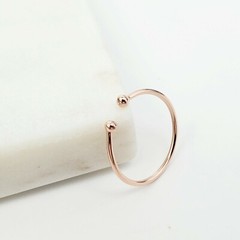 10k Solid Gold Stackable Cuff Ring, Yellow White Rose Open Ball Cuff Rings