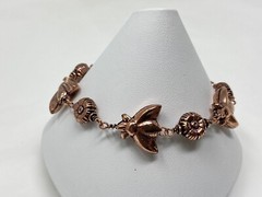 Gorgeous Solid Copper Hollow Honey Bee and Flower Link 8.5″ Bracelet
