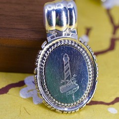 southwestern sterling silver pendant, 925 pendant engraved lighthouse cable