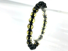 AMBER BRACELET Gift Round Beads Faceted Baltic Amber Jewelry Elastic 5,6g 9452