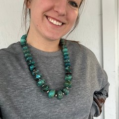 Genuine Rondelle Turquoise and Sterling Silver Pearl Necklace-3
