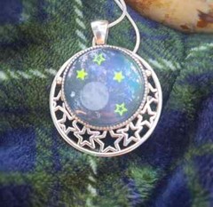 MOON & STARS Pendant UNIQUE Jewelry Necklace Whimsical Fantasy Scene
