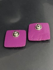 Artisan Handcrafted Painted Wood Purple Gold Square Boho Post Pierced Earrings