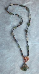 Necklace Raw Gems Black Ethiopian Fire Opal Apatite Aquamarine Copper Toggle