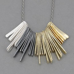 Retired Silpada Sterling Silver & Brass LET’S HANG OUT Fringe Necklace N3032