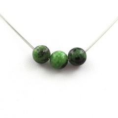 Epidote Necklace With 3 Australian Pearls 8 Mm Stainless Steel Chain