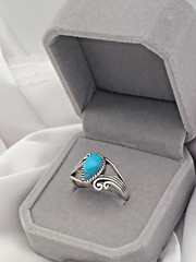 Vintage Sterling South Western Sleeping Beauty Turquoise BBJ Ring Sz 8.75 4.5Gr
