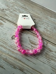 Pink Beaded Bracelet, Handmade, glass beads, pink beads