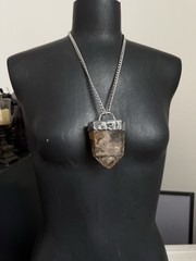 Garden Quartz Lodolite Crystal Necklace Pendant Statement Jewelry Chunky Necklac