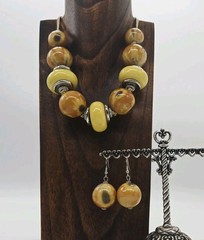 Ceramic Necklace Bold Art Chunky Bead Statement multicolored Yellow Summer