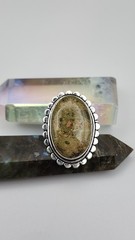 Big Unakite Ring In Sterling Silver Jewelry Handmade Size 8.5 Natural