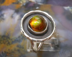 Sterling Silver and Slaughter Camp AZ Fire Agate Gem ring sz 10 3/4 D102
