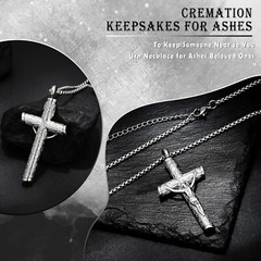 Crucifix Urn Necklace for Men Women Jesus Christ Crucifix Memorial Urn Pendants