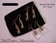 Wholesale 3 MINI Corked Glass Pendant Bottle Earrings w/ Gold Tone Wires