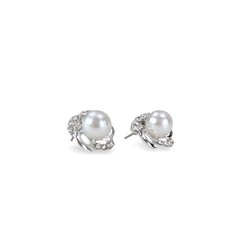 Pearl Stud Earrings, Crystal Pearl Earrings, Pearl Crystal Studs