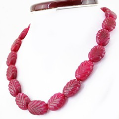 608.50 Cts Earth Mined Red Ruby Oval Shape Carved Beads Single Strand Necklace