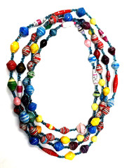 Beaded Necklace Recycled Rolled Paper Long Handmade – 64 inch Length