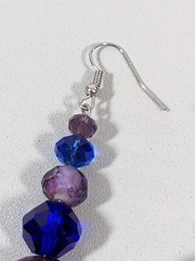 Artisan Blue Purple Art Glass Music Note Charm Stacked Bead Dangle Earrings