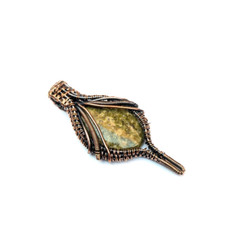 Henna Jasper Copper Wire Wrapped Pendant, Handmade Copper oxidized pendant, gift