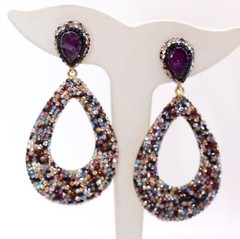 Alexandra Tukelturk Sterling Silver Multicolor Crystal Dangle Earrings 2 3/4″