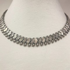 Antique Sterling Silver Necklace 64gr. 16 inches articulated lays beautifully